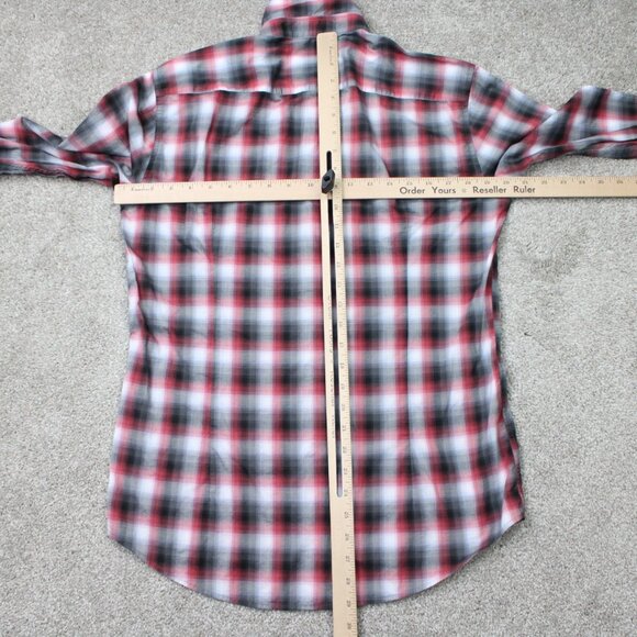 BOSS Hugo Boss Shirt Mens Medium Red/Black Ronni_2 Slim Fit Flip Cuff Cotton L/S - Picture 12 of 15